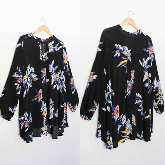 Free People Tree Swing Tunic Mini Dress S Night Combo Orchid Vibrant Floral $128 - Picture 13 of 16
